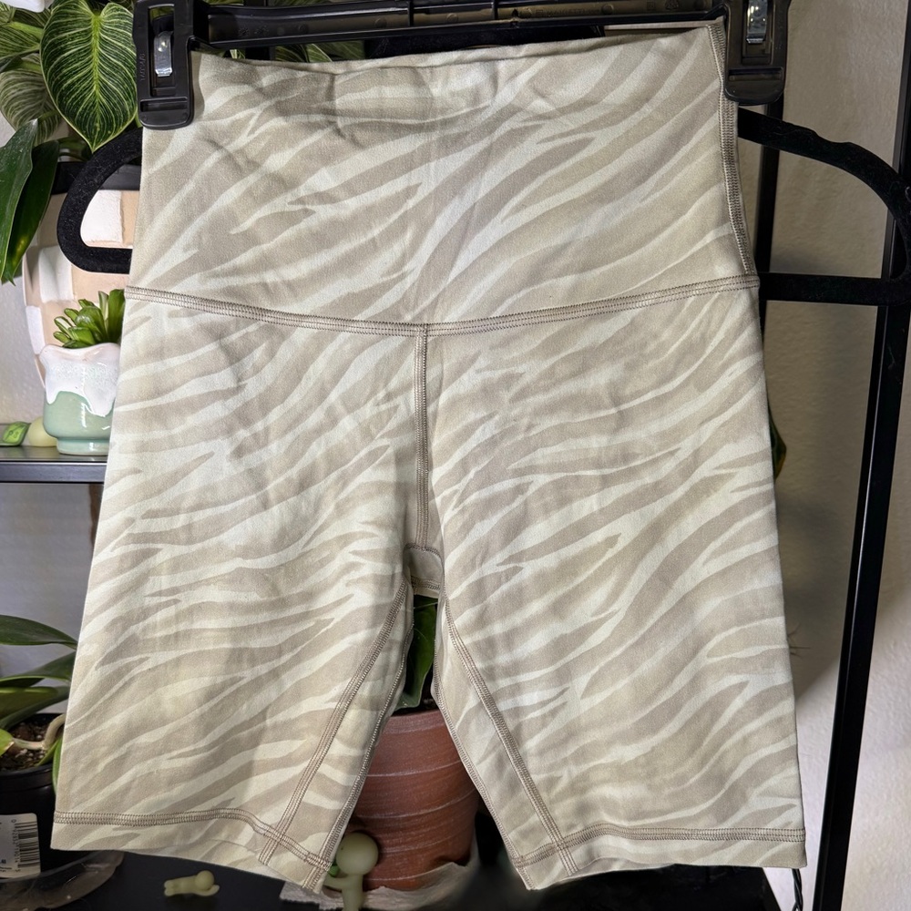 lululemon athletica Cream Zebra Print Bike Shorts